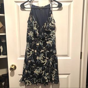 Floral Navy Blue Sleeveless Dress